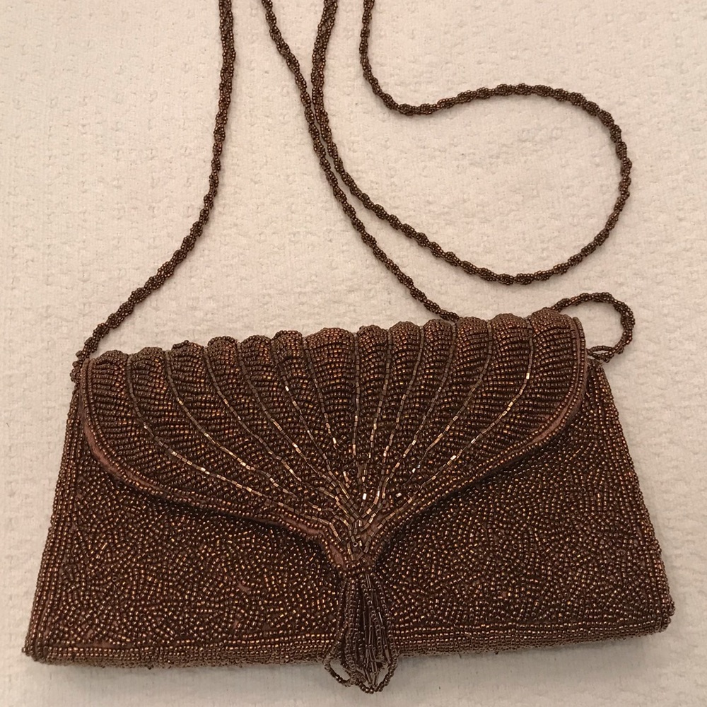 Brown beaded bag